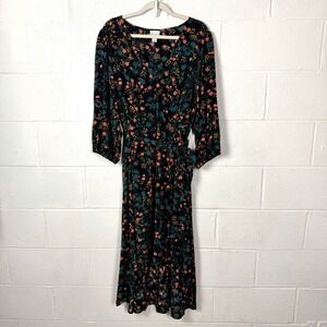 ava and viv black floral dress & | Dresses | Ava Viv Xl High Low Long Sleeve Boho Cottagecore Black Rayon Ribbed Bodycon